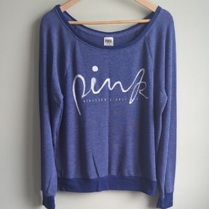 PINK. Two-Tone Purple Swoop Neck Thin Sweater. Size Medium.